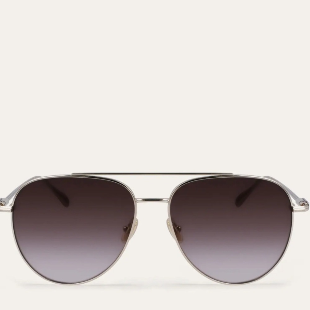 Ferragamo Silver Aviator Gradient Sunglasses Reta… - image 1
